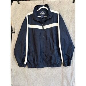 Climate Concepts Mens Windbreaker Jacket Navy Blue White Zip Up Mesh Lined 2X